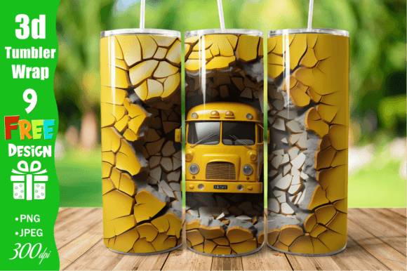 3D School Bus 20oz Skinny Tumbler