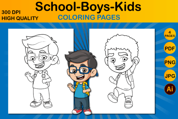 School Boys Kids Coloring Pages