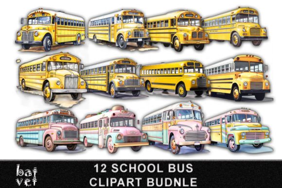 School Bus Clipart Bundle Sublimation