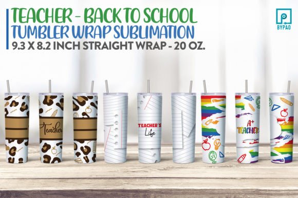 Teacher Tumbler Wrap Sublimation 4: Fresh, Ready-to-Use Designs for 20 oz Skinny Tumblers