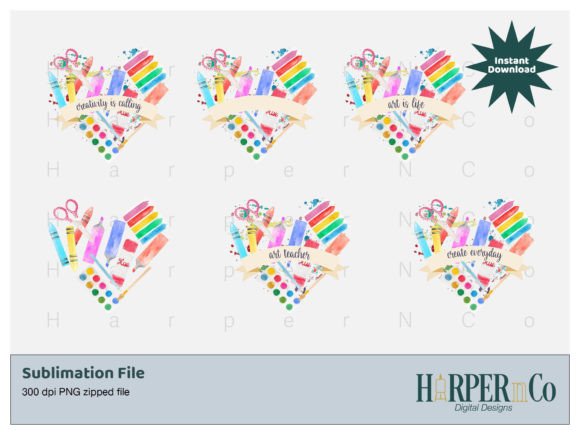Unlock Creative Potential with the Art Heart PNG Bundle for Sublimation & Craft Projects